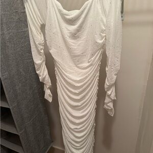 Elegant White Ruched Dress